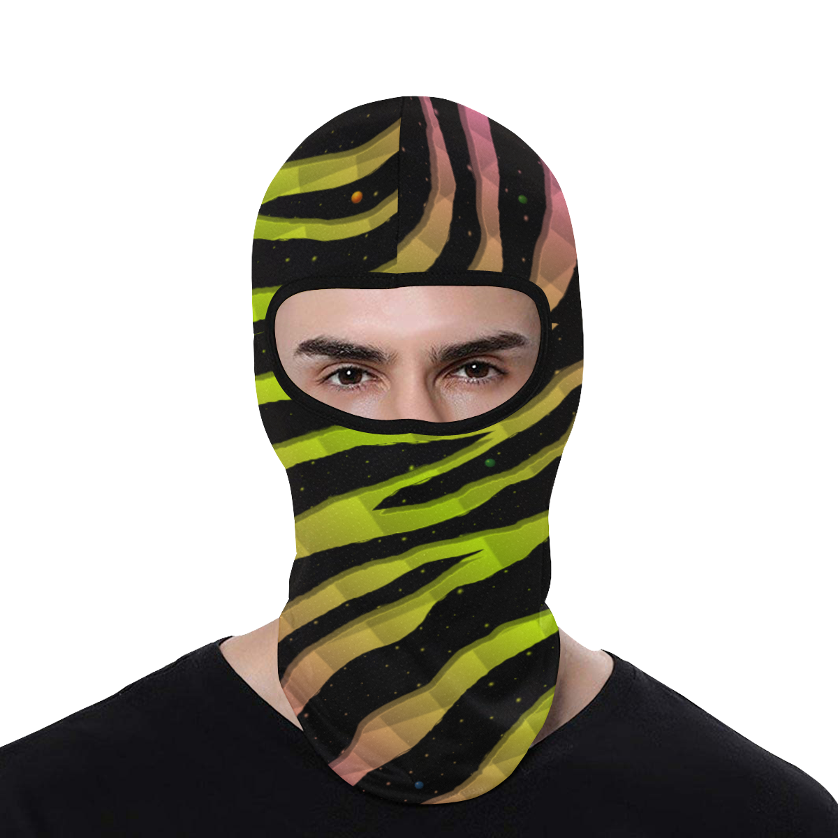 Ripped SpaceTime Stripes - Pink/Lime All Over Print Balaclava