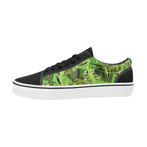 Tropical Jungle Leaves Camouflage Women's Low Top Skateboarding Shoes/Large (Model E001-2)