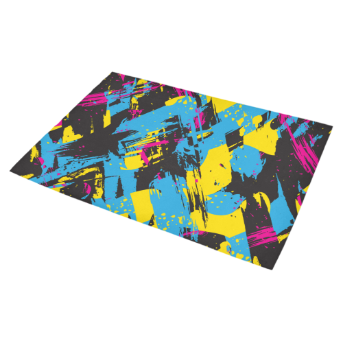 Colorful paint stokes on a black background Azalea Doormat 30" x 18" (Sponge Material)