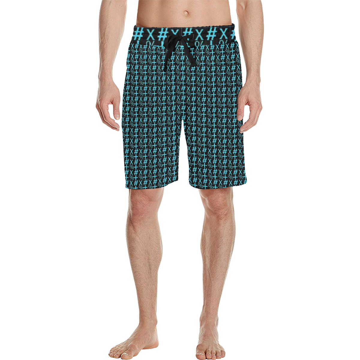 NUMBERS Collection Symbols Teal Men's All Over Print Casual Shorts (Model L23)