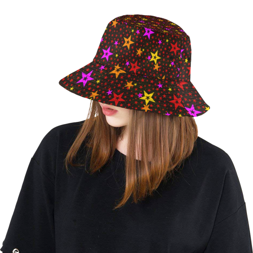 Stars Pattern red orange pink yellow All Over Print Bucket Hat