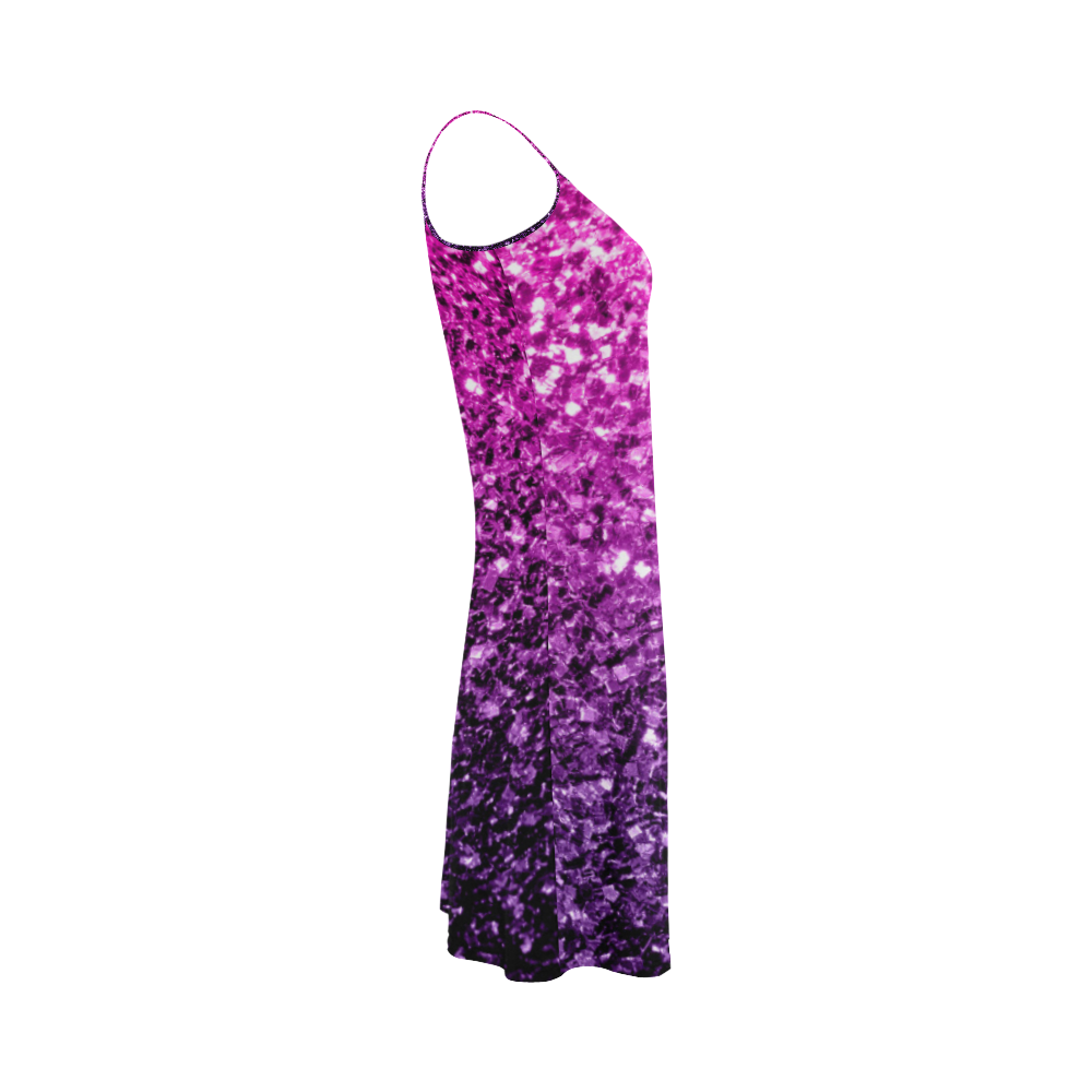 Beautiful Purple Pink Ombre glitter sparkles Alcestis Slip Dress (Model D05)