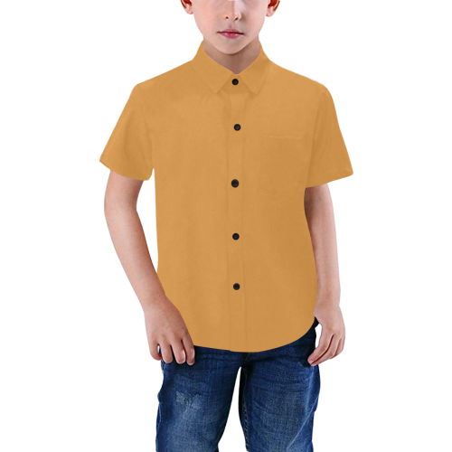 color butterscotch Boys' All Over Print Short Sleeve Shirt (Model T59)