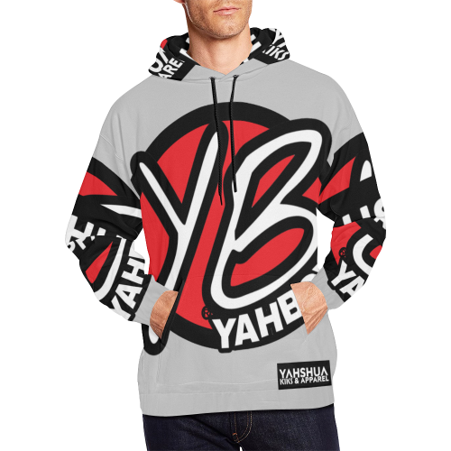 YahBoy Official Logo Light Gray All Over Print Hoodie for Men (USA Size) (Model H13)