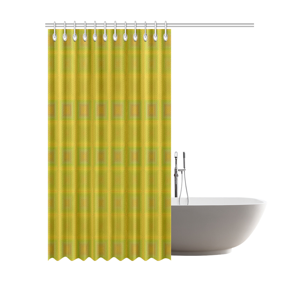 Golden reddish multicolored multiple squares Shower Curtain 69"x84"