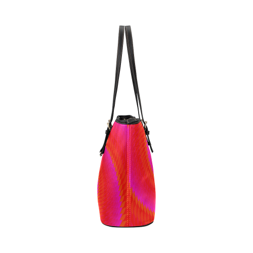 Pink red spiral Leather Tote Bag/Large (Model 1651)