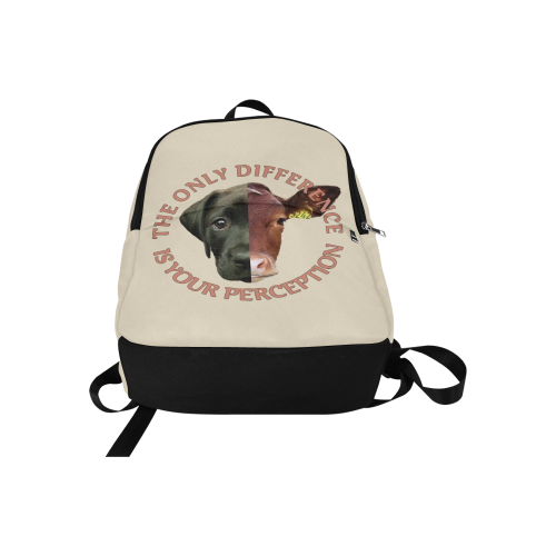 Vegan Cow and Dog Design with Slogan Fabric Backpack for Adult (Model 1659)