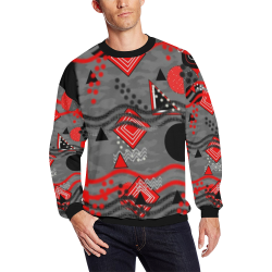 Red and Black geometric designs shapes and icons all overprint crewneck sweatshirt for men by FlipSt All Over Print Crewneck Sweatshirt for Men/Large (Model H18)
