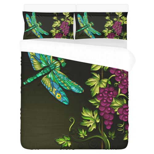 Dragonfly and Grapevine Design By Me by Doris Clay-Kersey 3-Piece Bedding Set