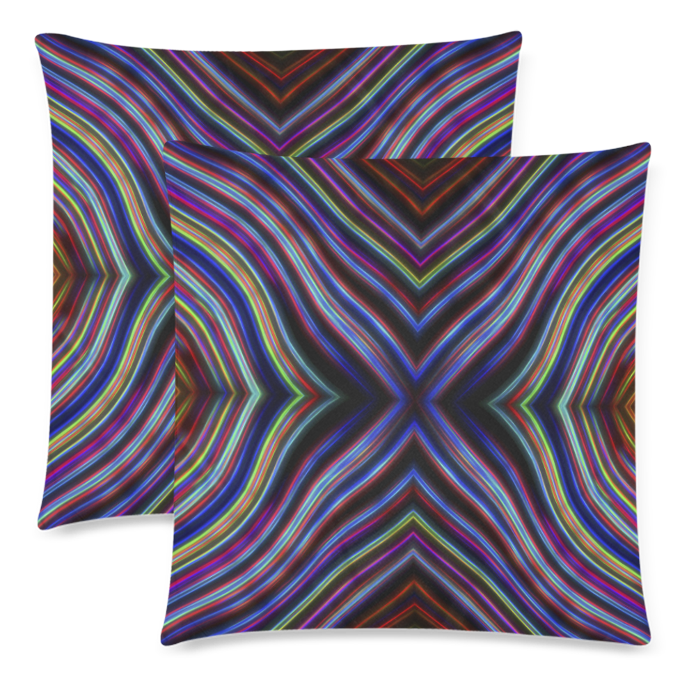 Wild Wavy X Lines 35 Custom Zippered Pillow Cases 18"x 18" (Twin Sides) (Set of 2)
