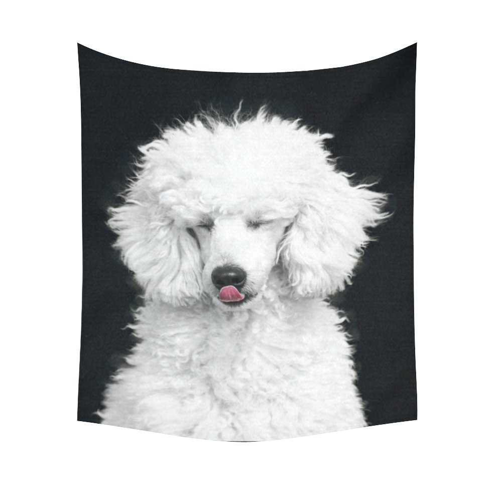 Silly White Poodle Cotton Linen Wall Tapestry 51"x 60"