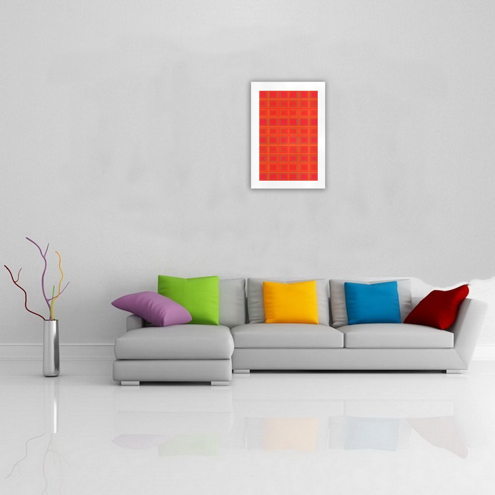 Red orange multicolored multiple squares Art Print 16‘’x23‘’