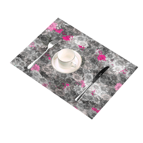 Pink and Gray Floral Art Placemat 14’’ x 19’’ (Set of 2)