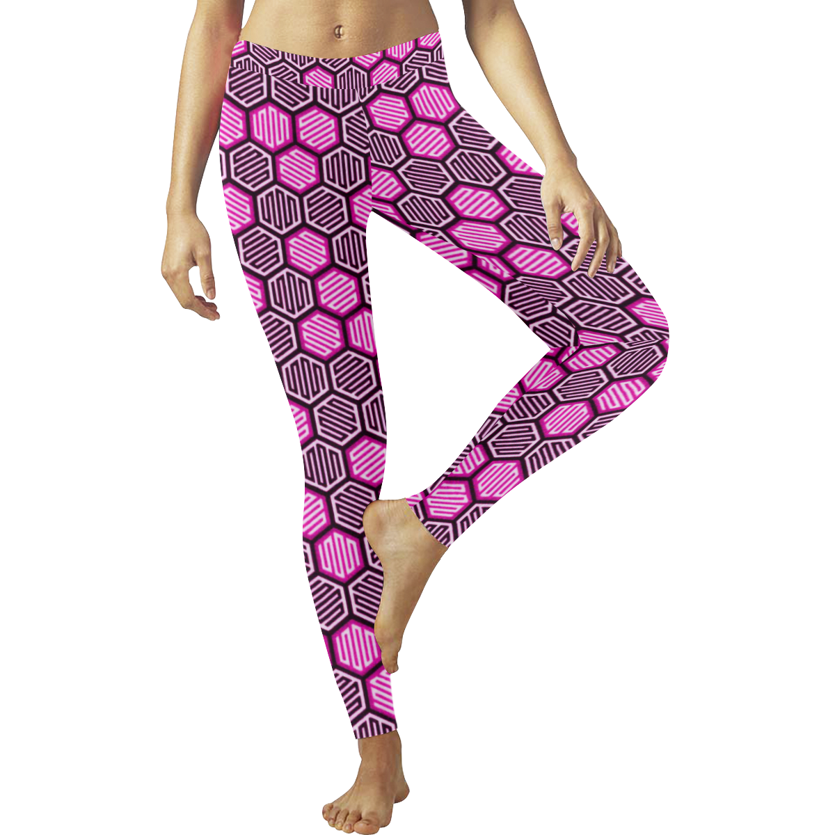 Japanese Chiyogami Pattern - Pink Women's Low Rise Leggings (Invisible Stitch) (Model L05)