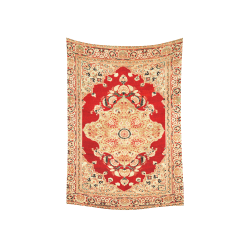 Persian Carpet Hadji Jallili Tabriz Red Gold Cotton Linen Wall Tapestry 40"x 60"