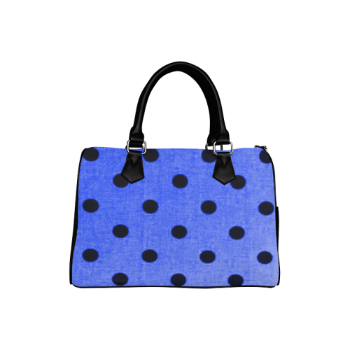 Blue Metallic Ladybug Polka Dots Design Boston Handbag (Model 1621)