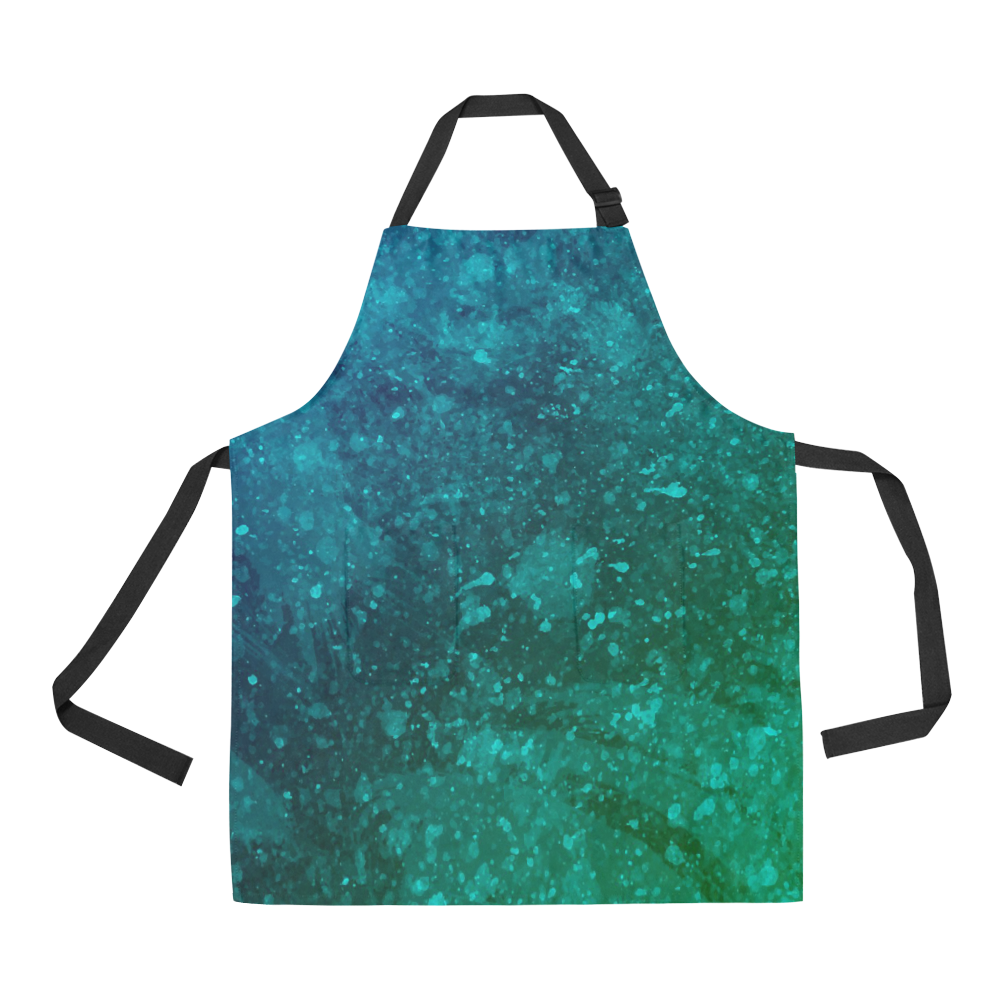 Blue and Green Abstract All Over Print Apron