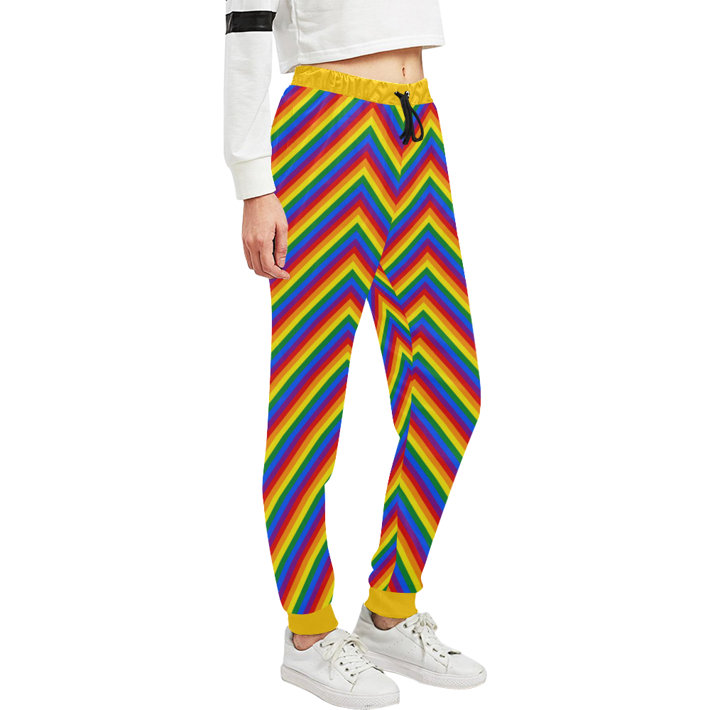 Rainbow Chevron Stripes Pattern Unisex All Over Print Sweatpants (Model L11)