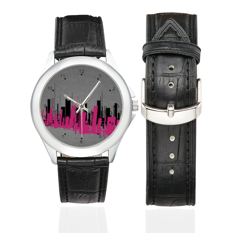 Funky Magic City Life Women's Classic Leather Strap Watch(Model 203)