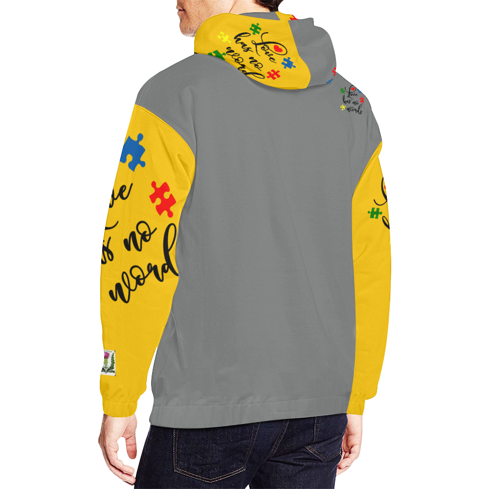 Fairlings Delight's Autism- Love has no words Men's Hoodie 53086H3 All Over Print Hoodie for Men (USA Size) (Model H13)