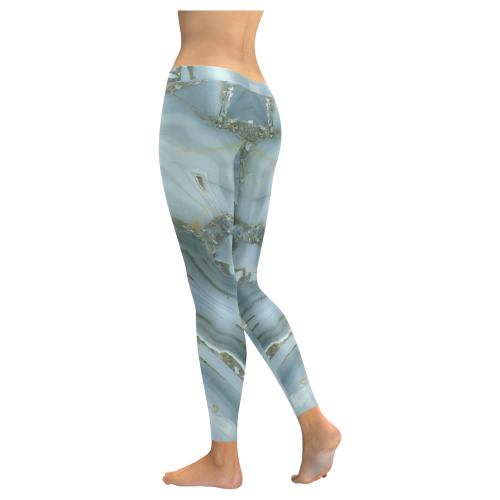 Blue Marble Women's Low Rise Leggings (Invisible Stitch) (Model L05)