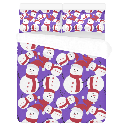 Snowman CHRISTMAS PURPLE 3-Piece Bedding Set