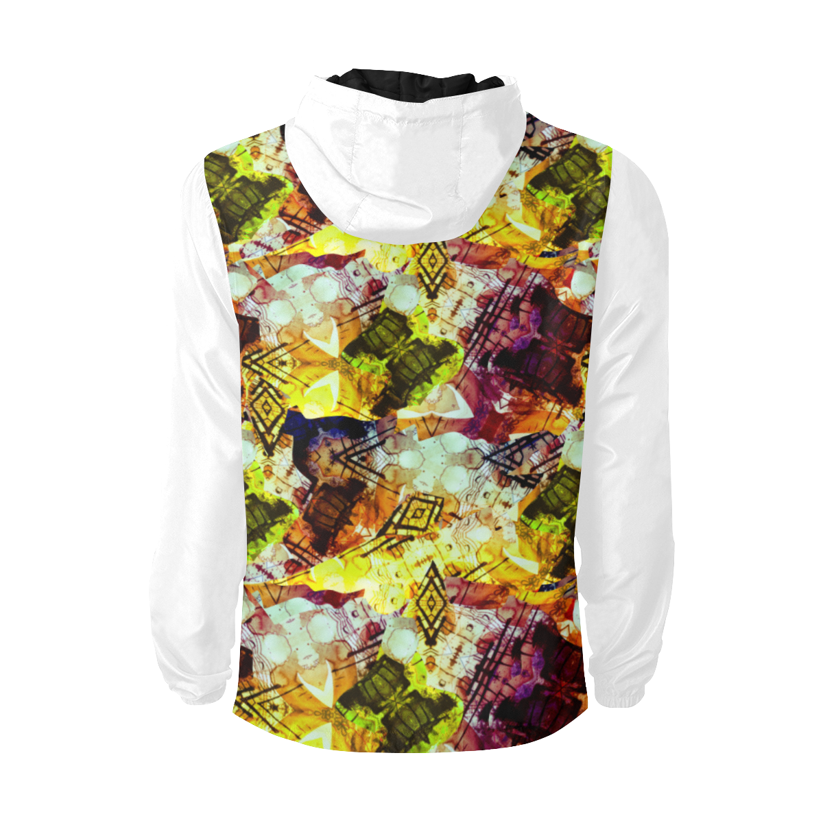 Graffiti Style - Markings on Watercolors (Vest Style) White All Over Print Quilted Windbreaker for Men (Model H35)