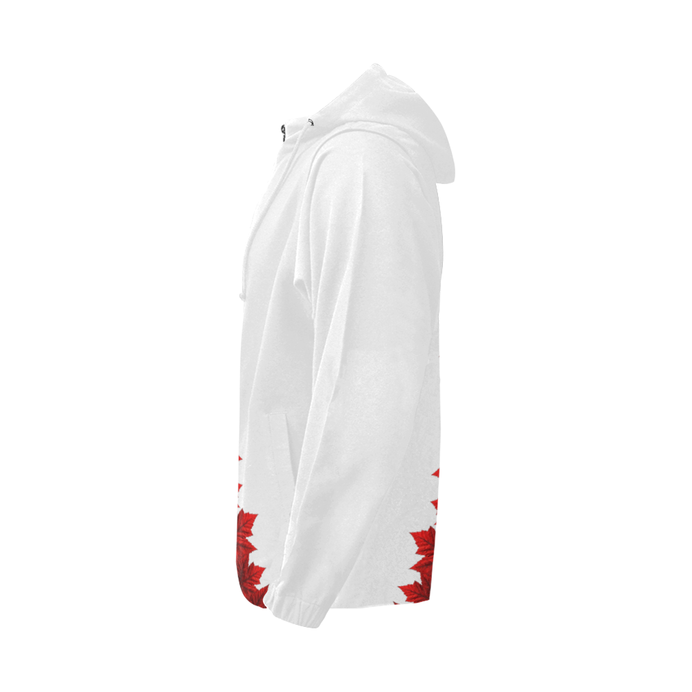 Canada Maple Leaf Hoodie Jackets All Over Print Full Zip Hoodie for Men (Model H14)