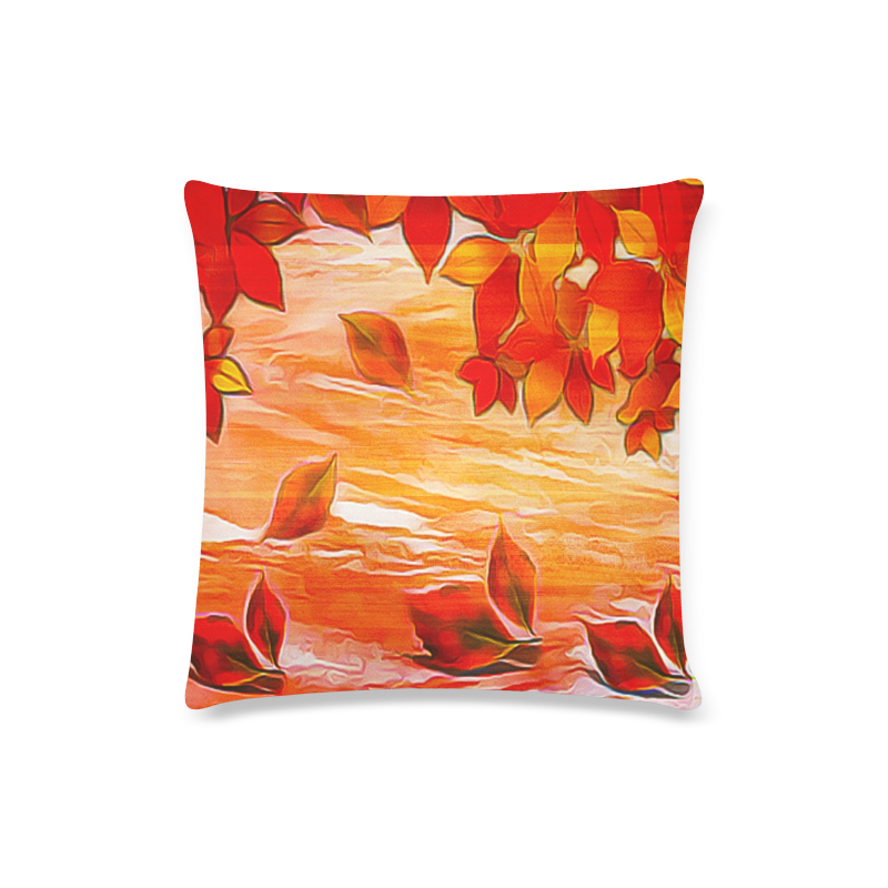 Red Leaves Custom Zippered Pillow Case 16"x16"(Twin Sides)