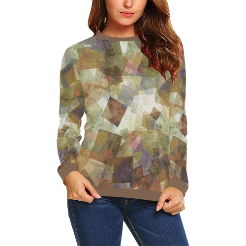 abstract squares All Over Print Crewneck Sweatshirt for Women (Model H18)