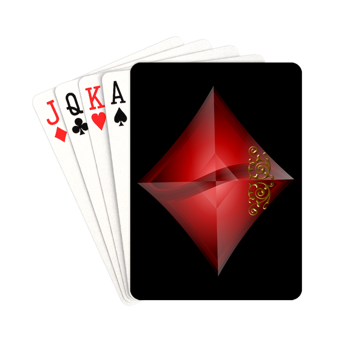 Diamond Las Vegas Playing Card Shape on Black Playing Cards 2.5"x3.5"