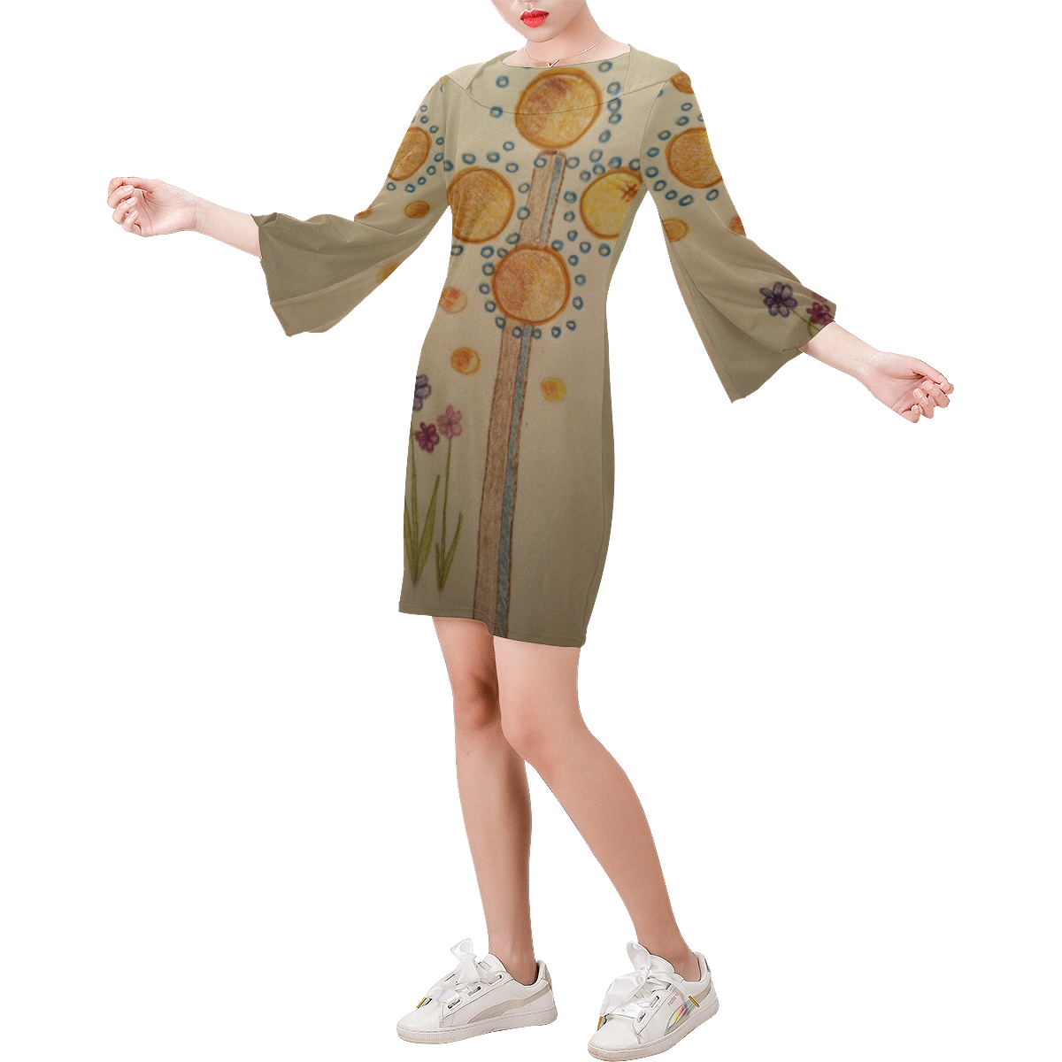 Evening Dress Bell Sleeve Dress (Model D52)