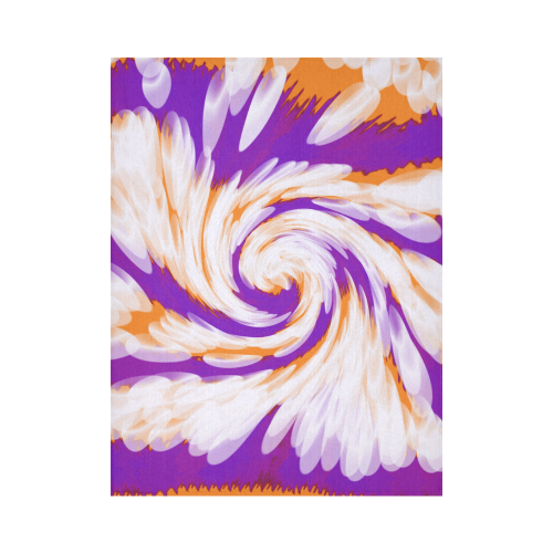 Purple Orange Tie Dye Swirl Abstract Cotton Linen Wall Tapestry 60"x 80"