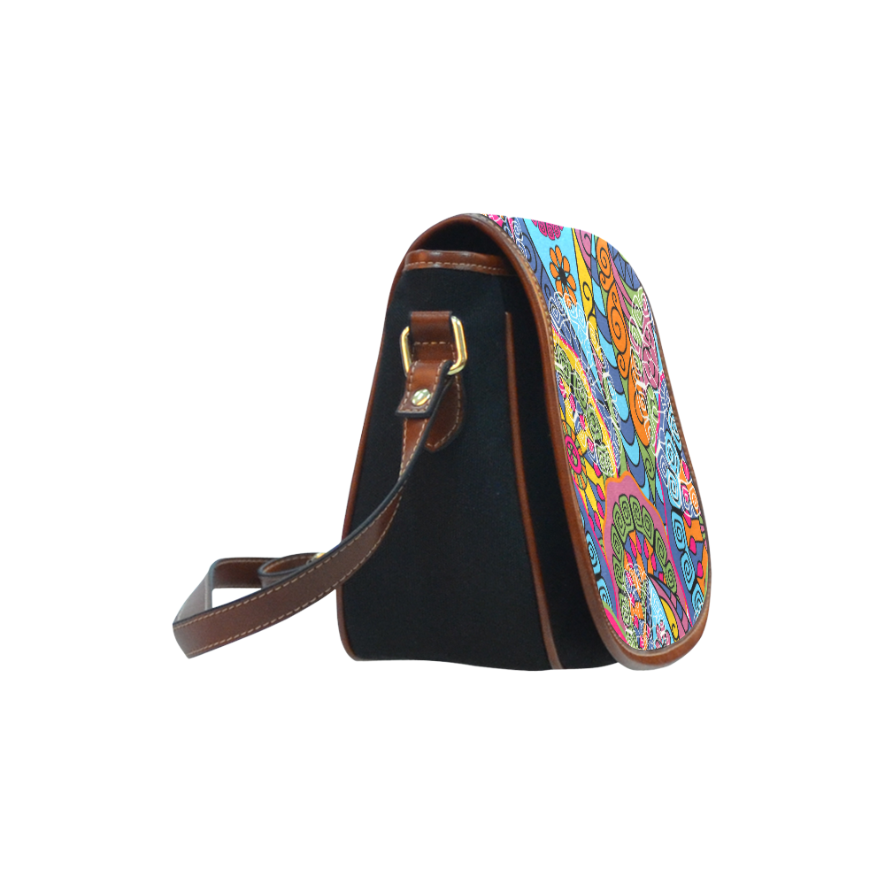 Colorful Vintage Pattern Saddle Bag/Small (Model 1649)(Flap Customization)