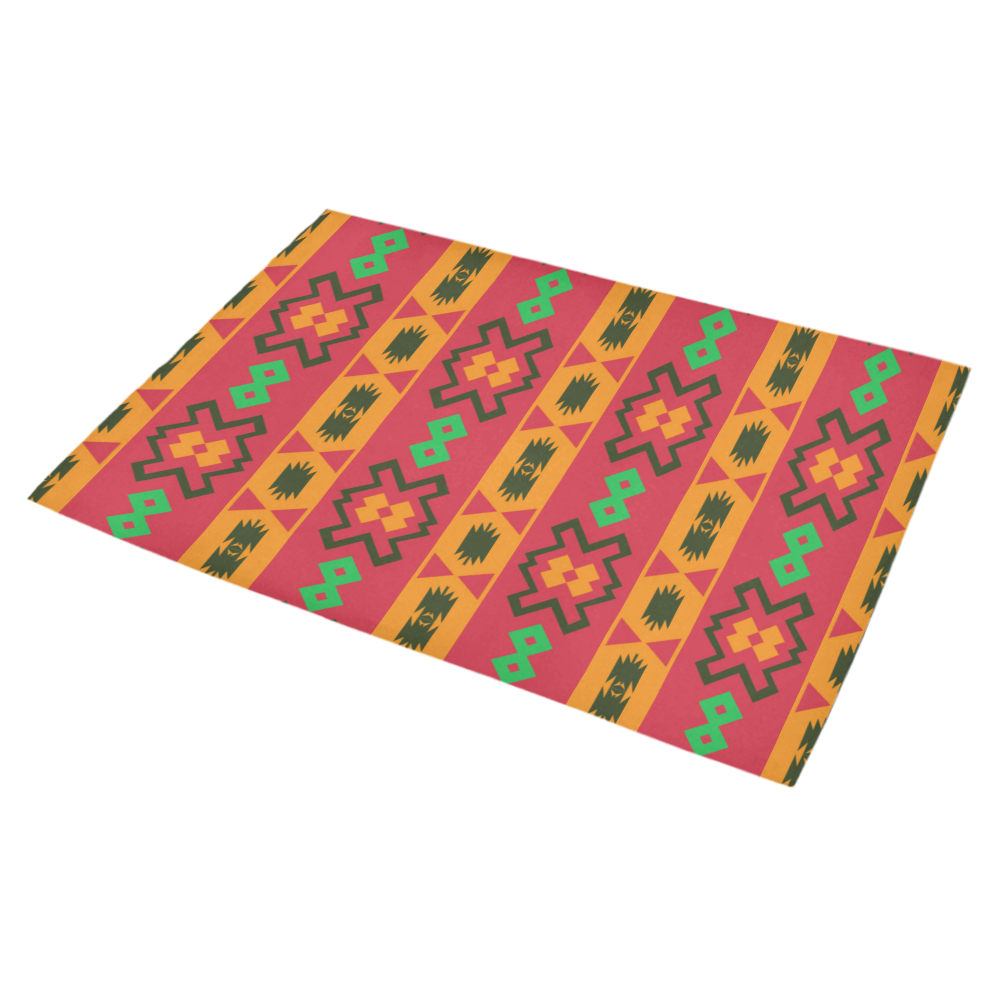 Tribal shapes in retro colors (2) Azalea Doormat 30" x 18" (Sponge Material)