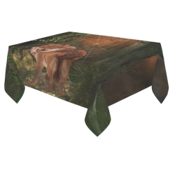 Awesome wolf in the night Cotton Linen Tablecloth 60"x 84"