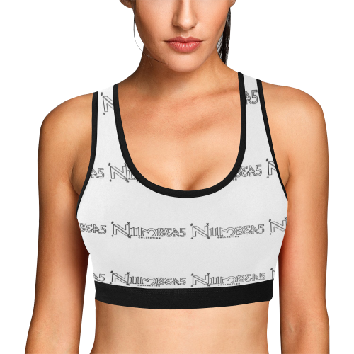 NUMBERS Collection White Women's All Over Print Sports Bra (Model T52)