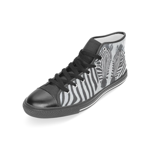 Zebra Black Women's Classic High Top Canvas Shoes (Model 017)