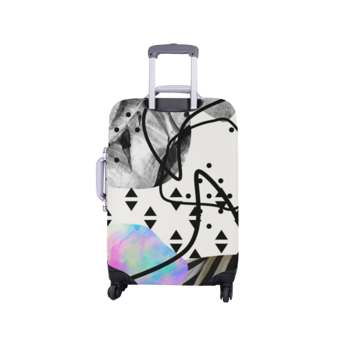 black white marble collage Luggage Cover/Small 18"-21"