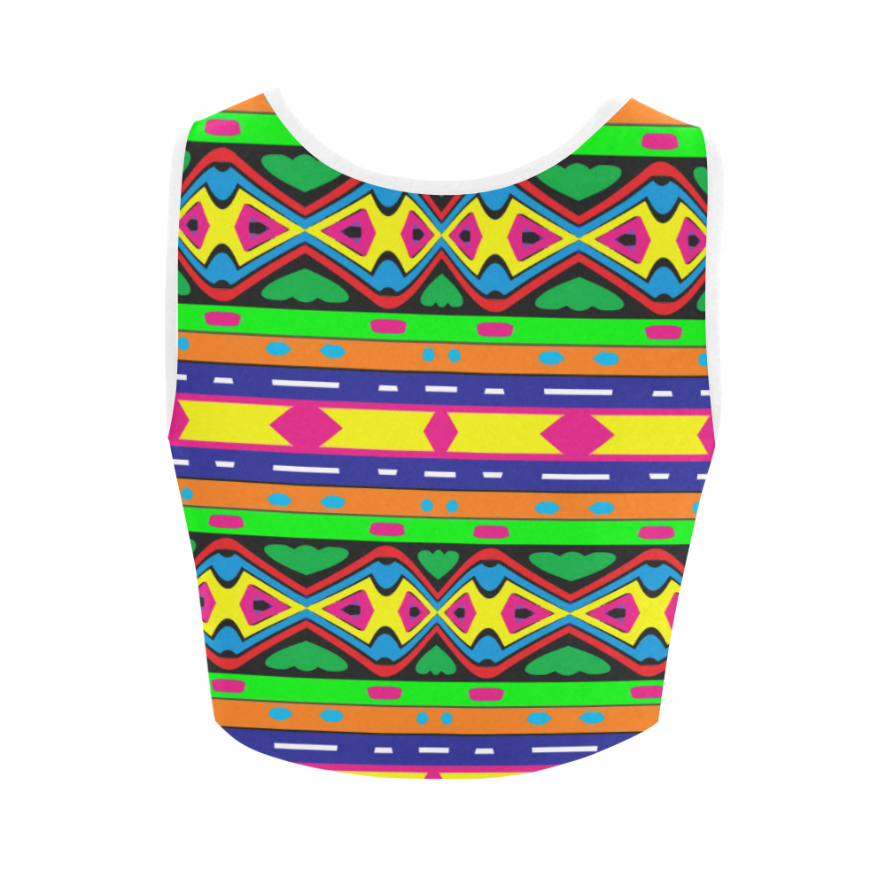 Distorted colorful shapes and stripes Women's Crop Top (Model T42)