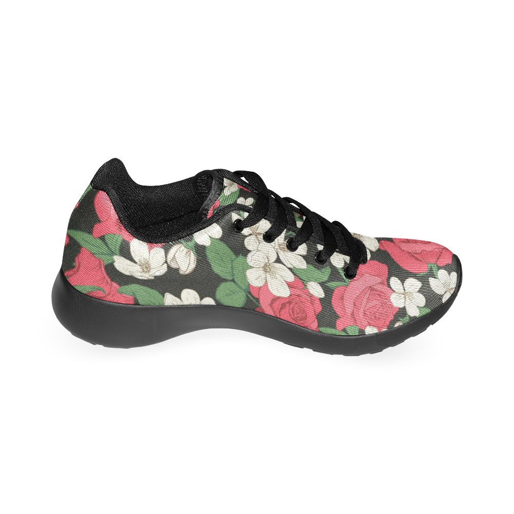 Pink, White and Black Floral Men’s Running Shoes (Model 020)