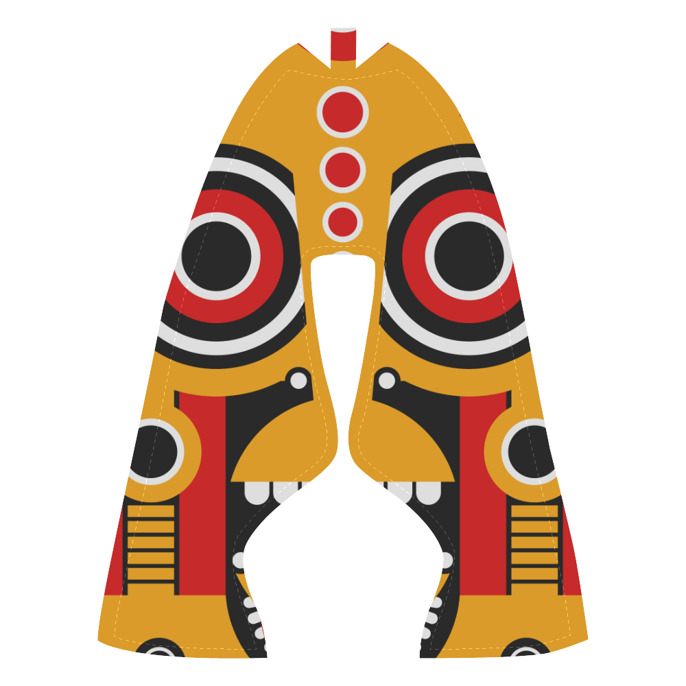 Red Yellow Tiki Tribal Kid's Running Shoes (Model 020)
