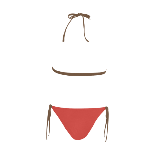 Coral Buckle Front Halter Bikini Swimsuit (Model S08)