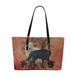 Awesome black and white wolf Euramerican Tote Bag/Large (Model 1656)
