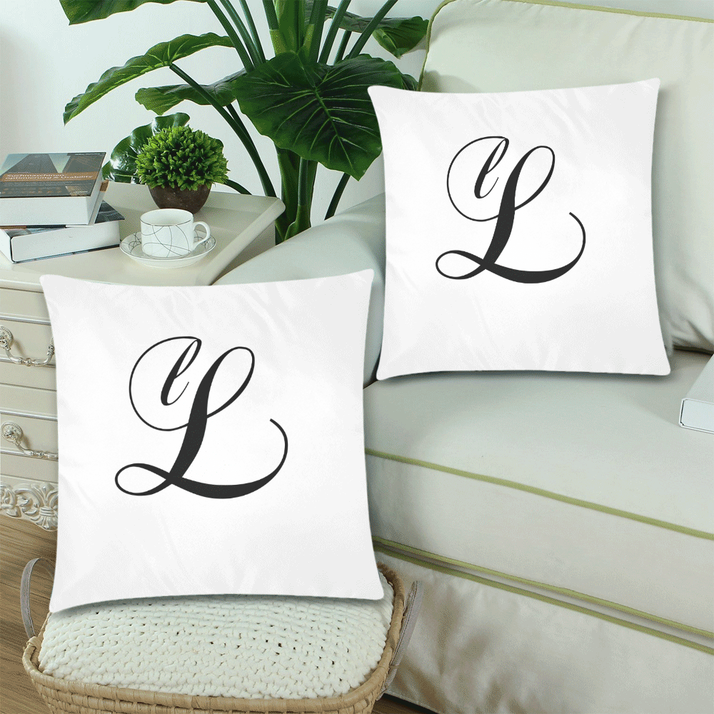 Alphabet L by Jera Nour Custom Zippered Pillow Cases 18"x 18" (Twin Sides) (Set of 2)