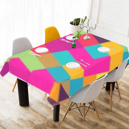 Rainbow Cotton Linen Tablecloth 60"x120"