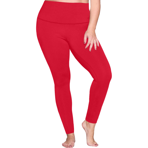 color Spanish red Women's Plus Size High Waist Leggings (Model L44)