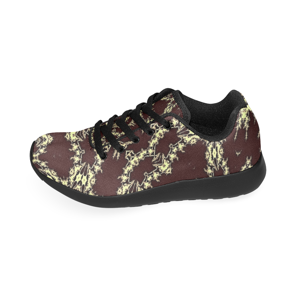 Deep Brown Geometric Ornament Women’s Running Shoes (Model 020)