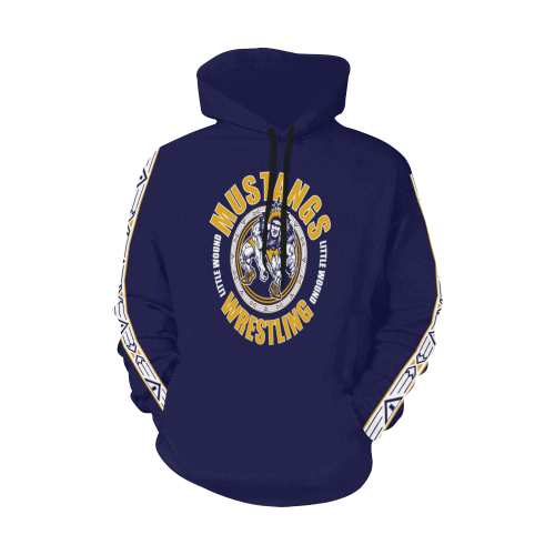 Little Wound Mustangs Dark Blue All Over Print Hoodie for Men (USA Size) (Model H13)