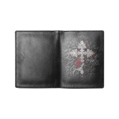Gothic Cross Men's Leather Wallet (Model 1612)